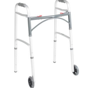 Deluxe Folding Walker, Two Button with 5" Wheels